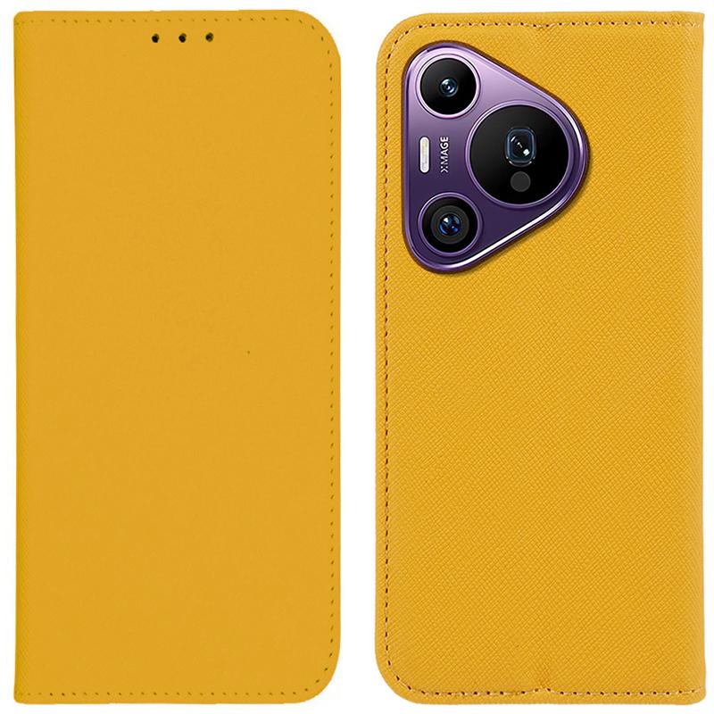 

For Huawei Pura 70 Pro/Pura 70 Pro+ Case Cross Texture Leather Phone Cover Magnetic Closure Yellow