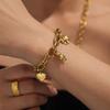 Qiong Yao Herzbogen Multi-Anhänger Handgemachtes Armband, Edelstahl mit PVD-Beschichtung in Echtgold - Beliebtes Produkt auf Lager