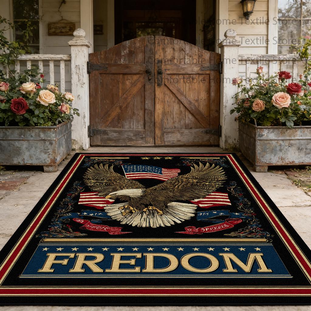 American Retro Patriotic Style Doorway Big Size Rugs Decoration Independence Day Washable Carpet Non-slip Lint-free Floor Mats