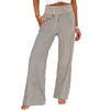 Women Wide Leg Pants Striped Pants, Summer Elastic Waist Casual Soft Lounge Trousers, Breathable Loose Fit Palazzo with Pockets