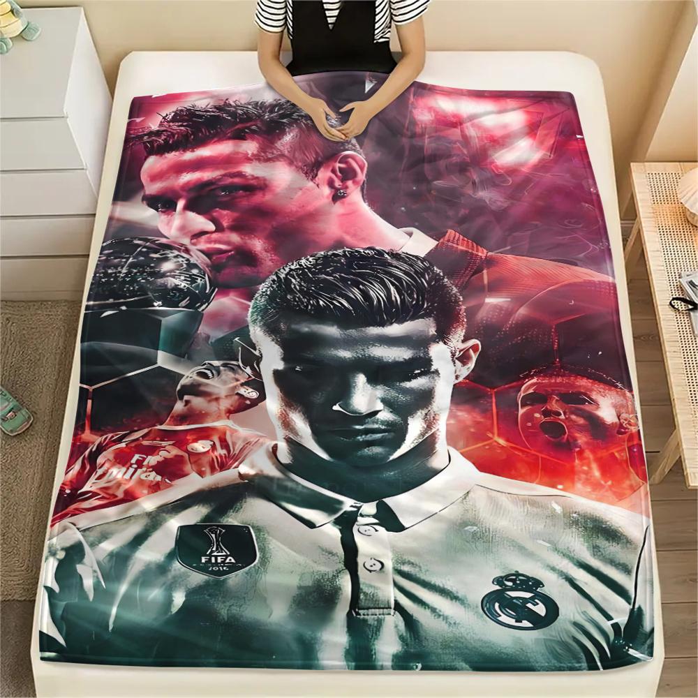 1Pc CR7 Print Flannel Blanket, High quality Comfortable for All Seasons, Home Decor, Warmth and Comfort, Perfect for Christmas Gifts