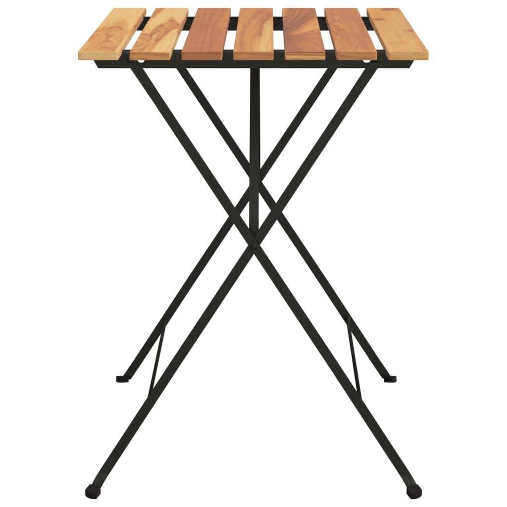 Składany Stolik Bistro, 55X54X71 Cm, Lite Drewno Tekowe I Stal