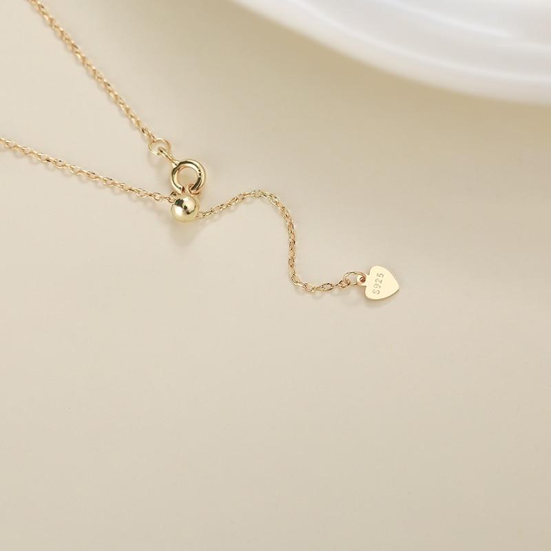 925 Sterling Silver Round Green Stone Pendant Necklace Women Gold Necklace Necklace Fashion Jewelry