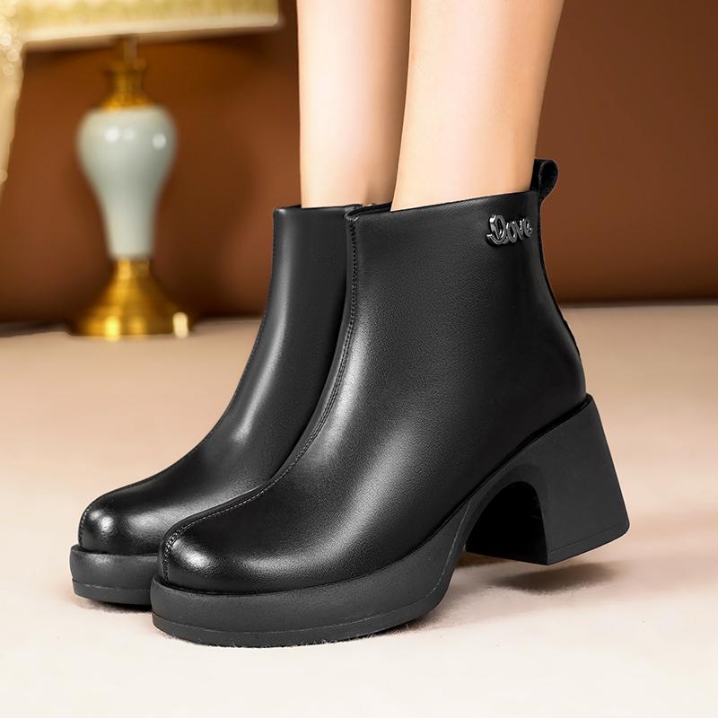 Fashion AIYUQI Women's Ankle Boots Genuine Leather 2025 New Natural Wool Warm Women's Winter Boots Platform Fashion Women's Ankle Boots