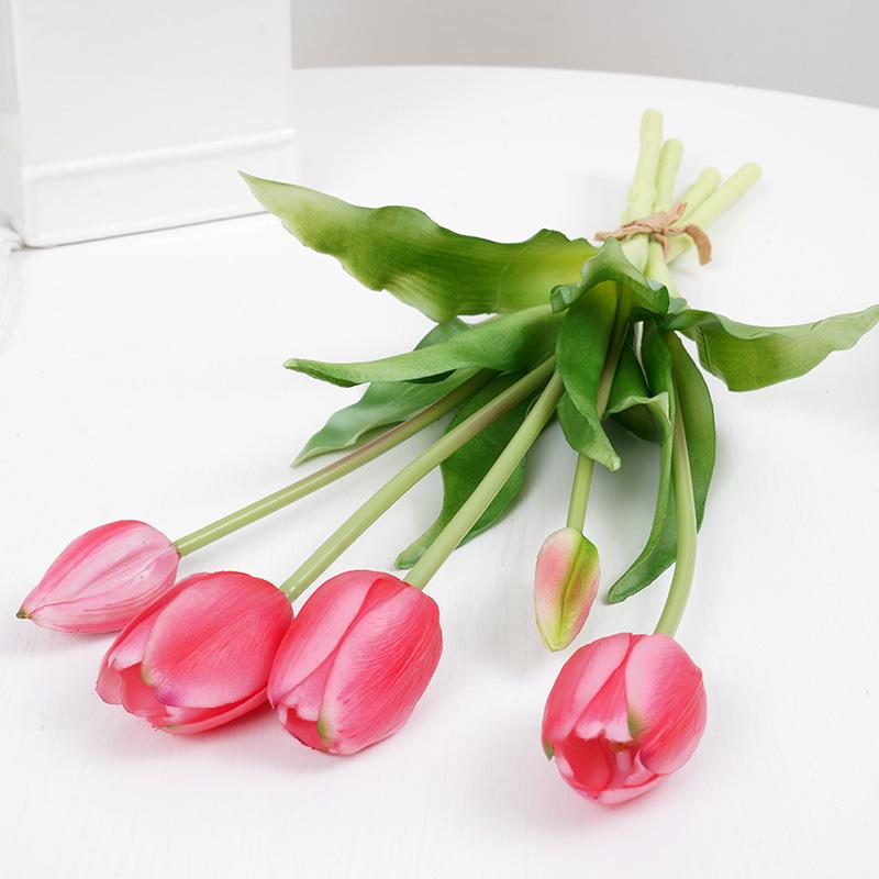 5pcs Tulips Artificial Flowers Luxury Silicone Real Touch Tulip Bouquet Home Room Living Room Wedding Decora Flores Artificiales