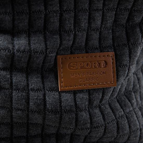 Men's Fashion Solid Color Casual Pullover Jacquard Sweat Men's Plaid Quilted Cotton Fabric Hooded Sweat