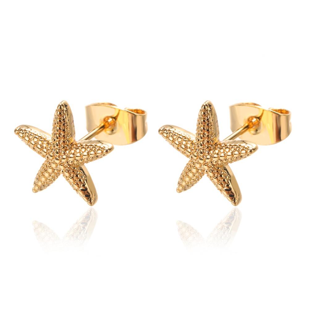 Gold Color Ear Studs Ocean Style Starfish Earrings High Quality Ear Jewelry Gift