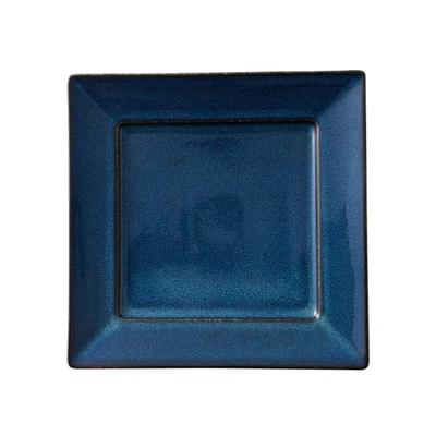 Assiette carrée Mino ware "miyama", environ 24 cm, compatible micro-ondes et lave-vaisselle, avec un émail concombre de mer et une finition bleu indigo, fabriquée au Japon, p