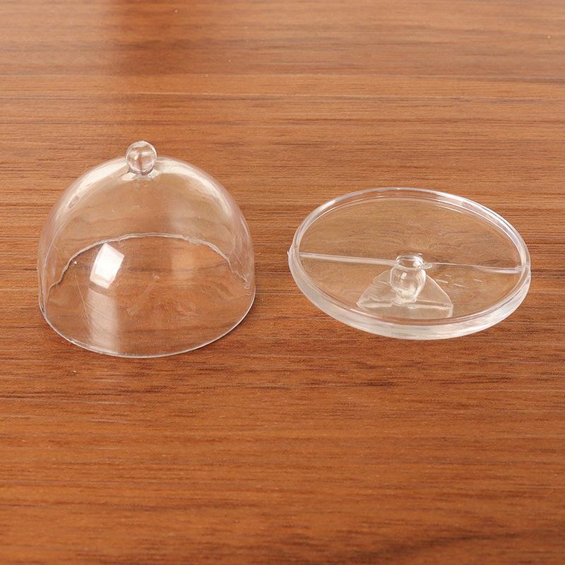 1Pc Dollhouse Miniature Cake Transparent Tray W/Cover Dessert Display Rack Kitchen Model Decor Toy Doll House Accessories