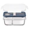 930ml Divided Glass Food Container with Cutlery