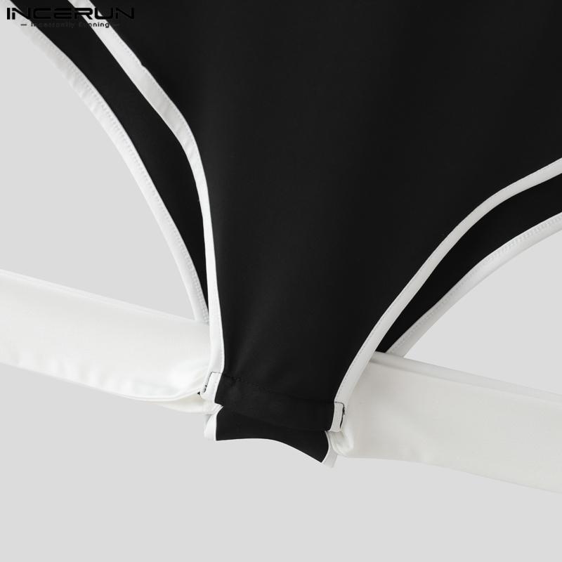 INCERUN Men's Sleeveless Stitching Jumpsuits One Piece Suit Playsuits Underwear Pajamas