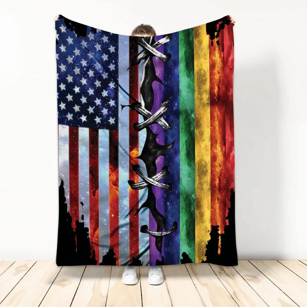 Kuscheldecken LGBT Gay Pride Lesbisch Regenbogen Flanelldecke für Couch Sofa Decken Große Bettwäsche Geschenke für Weihnachten Neujahr