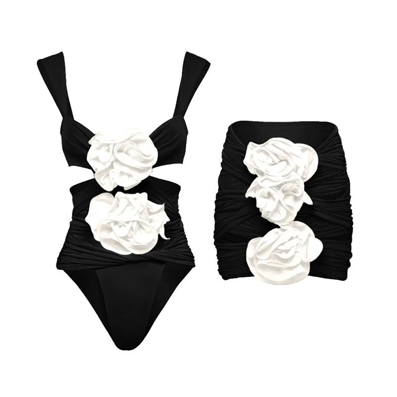Sexy Flower One Piece Swimwear Brazilian Biquini Cut Out Swimwear Women Swimsuits High Leg Bodysuit Bathing Suit Monokini