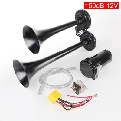 Car Electric Horn Dual Trumpets Electric Loudspeaker With Air Compressor Modification For Motorcycle Boat Truck 12V 80A Relay 12V 150dB Loud
