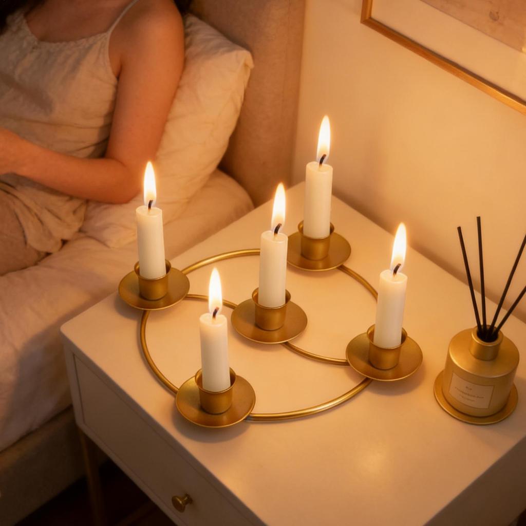 Gold Candle Holders Modern Gold Table Centerpieces Advent Wreath Candle Stick Holders For Home Kitchen Living Room Bedroom