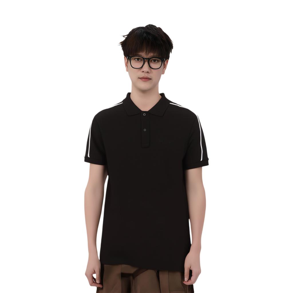 Calvin Klein Solid Color Letter Embroidered Short Sleeve Polo Shirt Men tops Black J323201-BEH