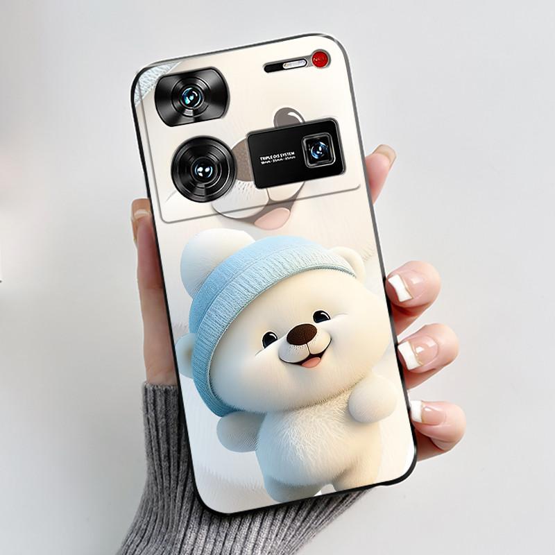 Case For ZTE Nubia Z60 Z70 Z70S Z50 Ultra Cute Love Heart Rabbit Matte Black Soft Silicone Cover For Nubia Z60Ultra Fundas Shell