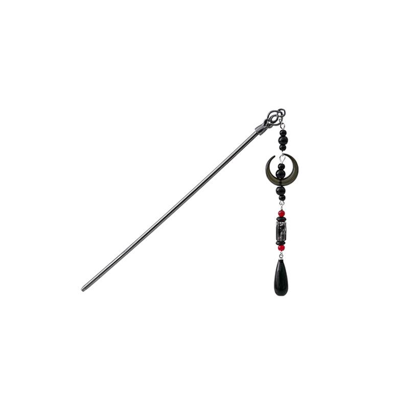 New Chinese Ancient Style Crescent Moon Tassel Tassel Hairpin Chinese Style Cheongsam Hanfu Water Drop Pendant Hairpin Cool Sense Hairpin
