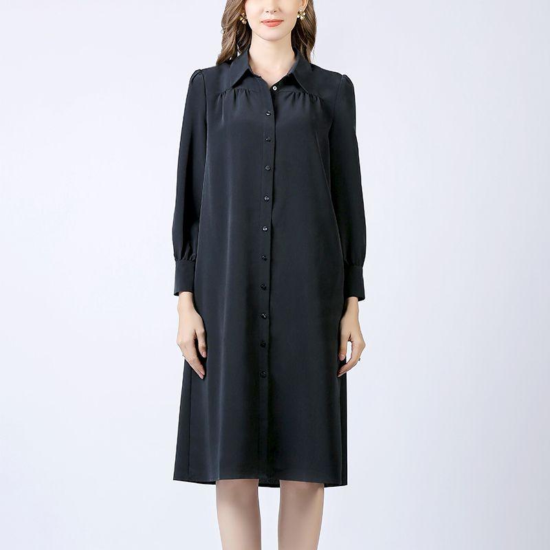 

Women s Fashion Straight Loose Spring Long Sleeve T-shirt Black 4XL