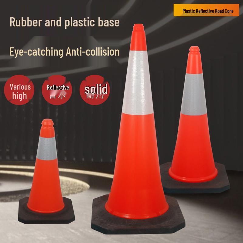 Reflective 70cm Rubber Traffic Cone - Road Safety Construction Warning Bollard
