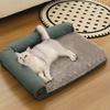 Orthopedic Dog Bed Fluffy Cat Bed with Neck Bolsters Non-Slip Bottom Thermal Plush Pet Couch Bed with Removable Washable Cover for Cats And Dogs
