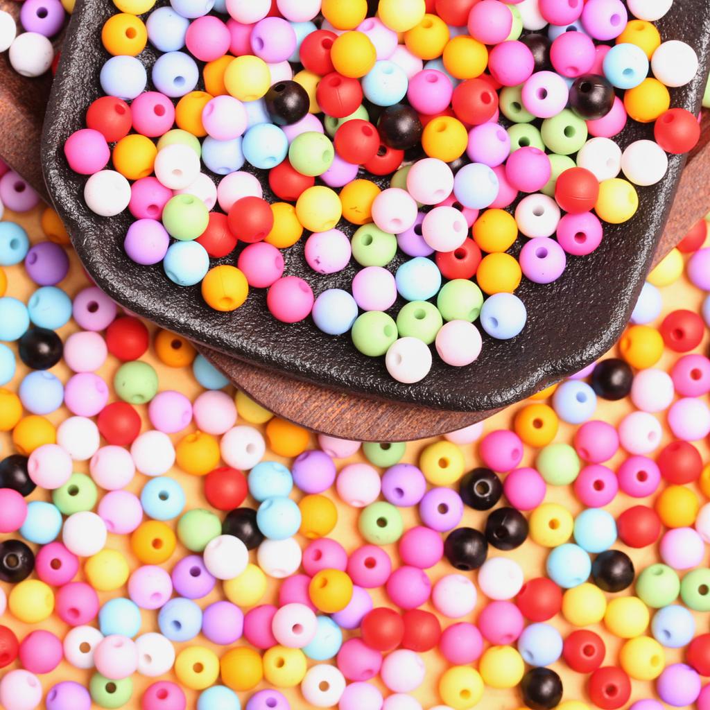 Home Party Supplies Bracelet Jewelry Making 100Pcs Spacer Acrylic Beads 6mm Frosted Beads Solid color DIY Findings Charms