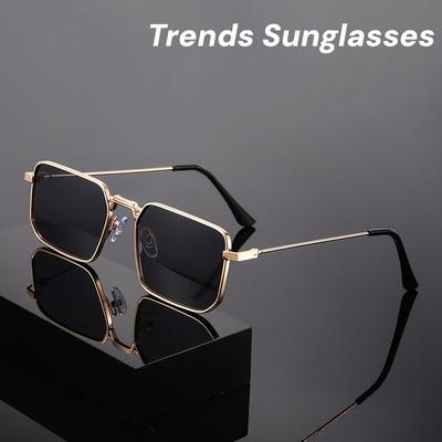 Luxus Design Sonnenbrille für Herren Damen Retro Einzigartiger Metall Quadratischer Rahmen Klassisch Trendig Outdoor Sport UV Schutz Brille