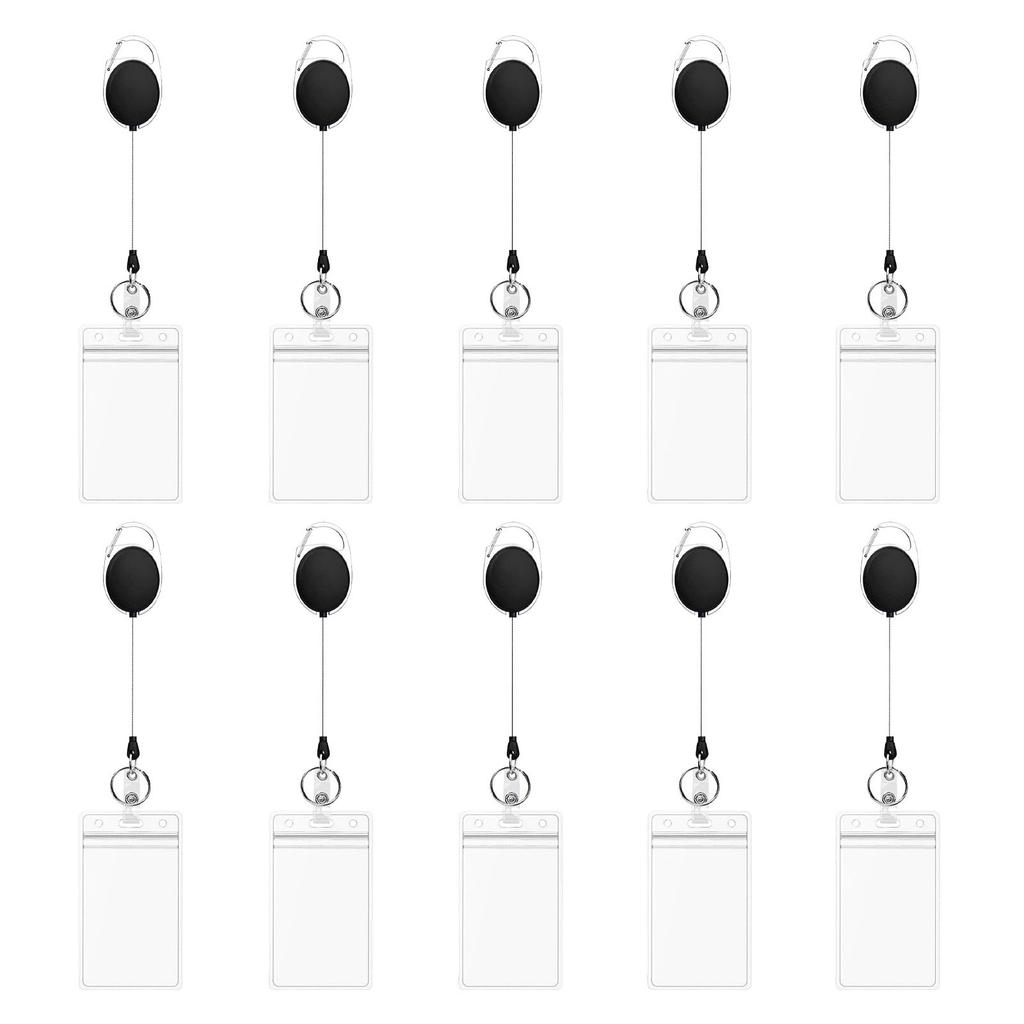 Waterproof Transparent ID Card Holder  Inc Alloy Easy-pull Retractable Buckle