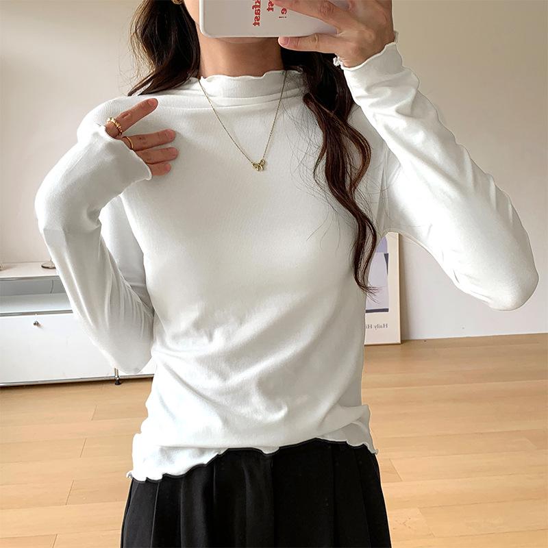 

Women s White Fleece Lined Half-High Collar Long Sleeve Base Layer Shirt M (101-115 lbs)