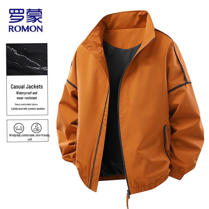 ROMON Men's Casual Stand Collar Windbreaker Jacket