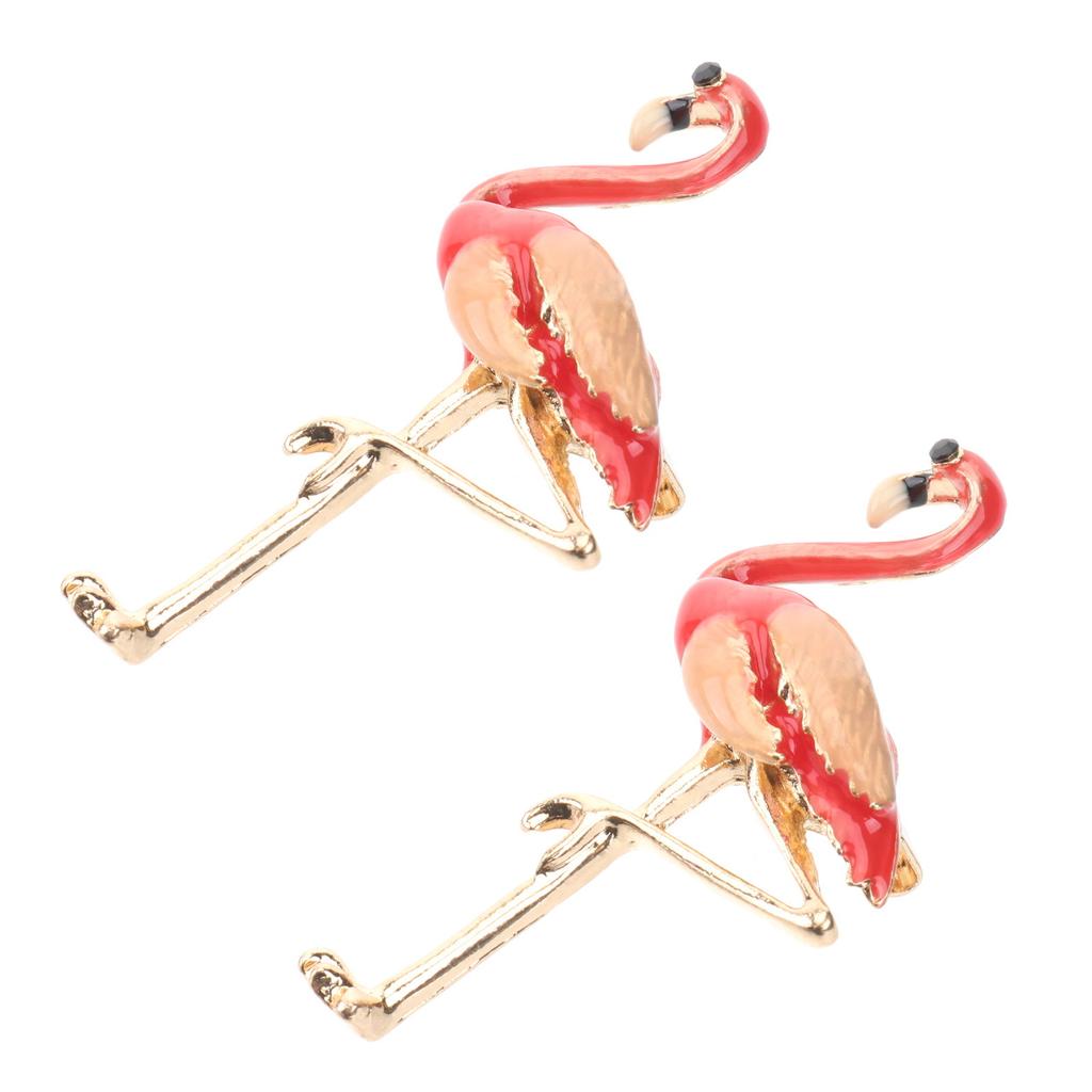 2Pcs Flamingo Breastpin Brooch Alloy Elegant Chic Brooch Pin for Women Sweater Coat Dress Suit Handbag Hat Shoes Sash
