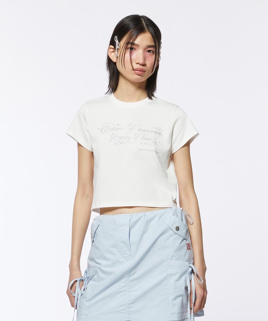 PIPPET Glitter Slogan Crop T-Shirt (White)