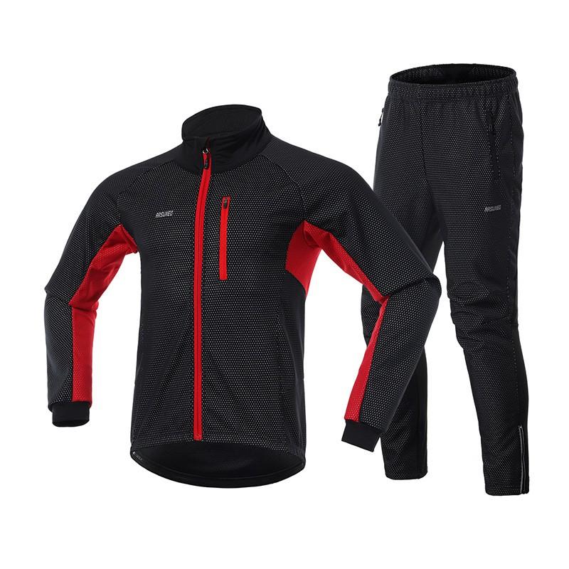 Ensemble veste et pantalon de cyclisme en polaire coupe-vent d'hiver pour hommes et femmes Vêtements de sport d'extérieur