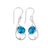 Swiss Blue Topaz Gemstone 925 Sterling Silver Jewelry Handcrafted Earrings 1.60" EE-49-4