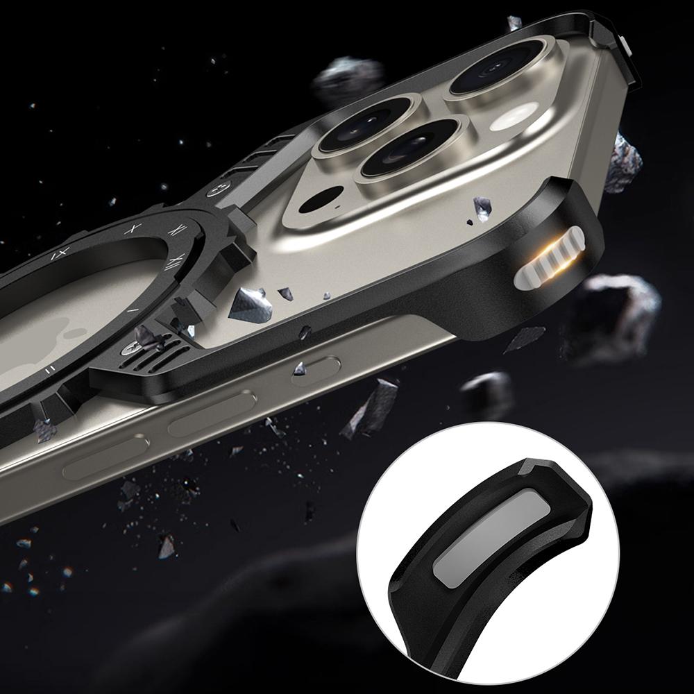 For iPhone 16 Pro Case Magnetic Kickstand Aluminum Alloy+PC Bumper Phone Cover Heat Dissipation