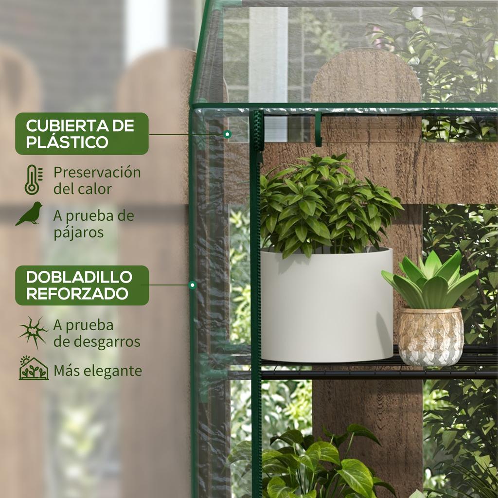 Garden Greenhouse, 3-Tier, Shelves, Sloping Roof, Zippered Doors, 143 X 46 X 141/151 Cm, Transparent