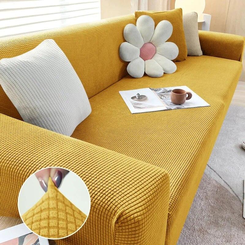 Solid Color Sofa Cover 1/2/3/4 Seater Sofa Cover for Living Room Elastic Spandex L Shaped Corner Sofa Cover Couch Cover for Sofa