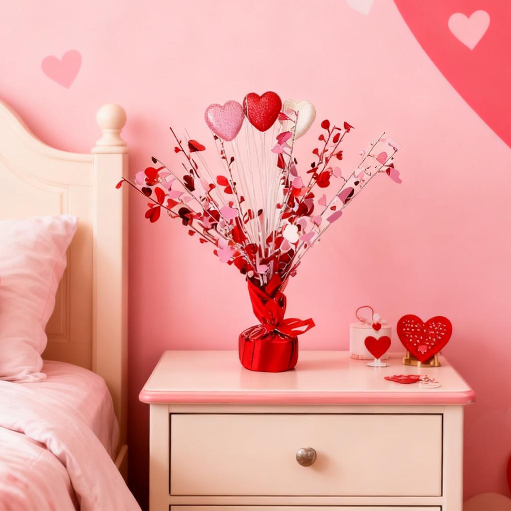 Valentine's Day Foil Spray Centerpieces For Tables With Foam Heart Gleam N'burst Party Spray For Valentine's Day Table Decoration