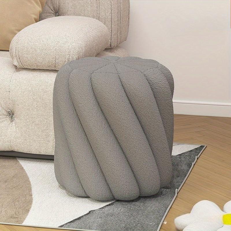 

Мягкий пушистый стул из искусственного меха, круглый табурет, деревянный табурет для макияжа для спальни девочки, гостиной, дома, сиденье для маникюрного салона, стильный, уютный серый