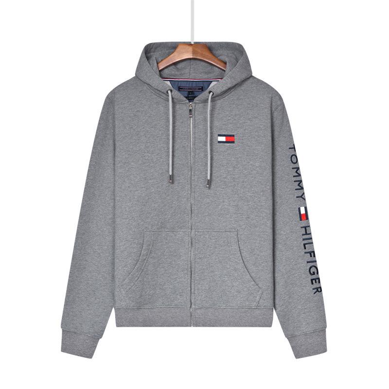 Tommy Men's Long-Sleeve Jacket, Hooded Cardigan, Spring & Autumn Sweatshirt, Casual Base Layer