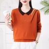 Women's New Style Knitted Lapel Loose Slim Base Top Autumn and Winter Long-sleeved Sweater