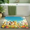 Cute Anime Pokemon Starters Forest Creek Scene Soft Non-Slip Absorbent Home Bathroom Entryway Decor Doormat Rug