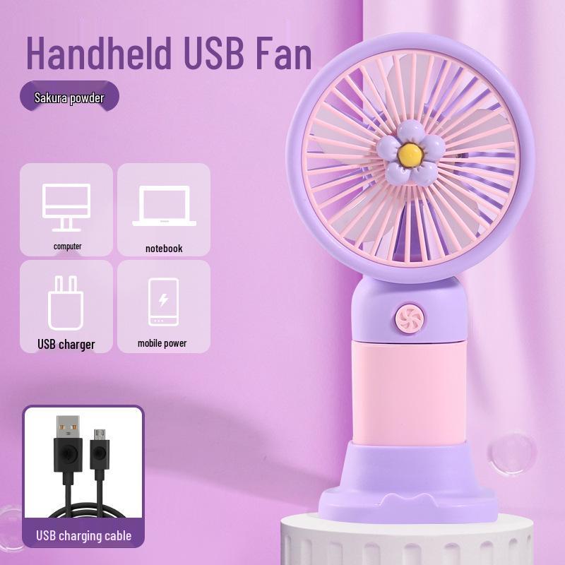Dopamine Style USB Rechargeable Cartoon Handheld Fan