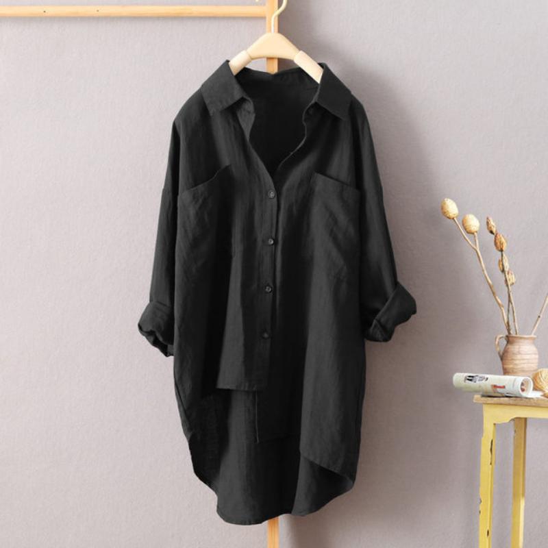 Casual Wind Solid Colour Shirt Spring and Autumn Women's Cardigan Double Pocket Long Sleeve Temperament Tops Women's Shirt
