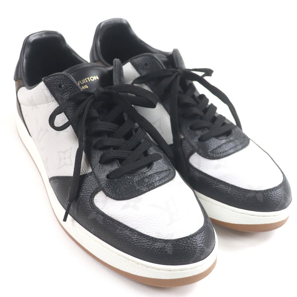 Tolle LOUIS VUITTON Low-Cut-Sneakers Linie Rivoli Schwarz weiß braun Monogramm Herren 7.5 Gebraucht
