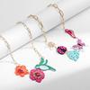 Insects Acrylic Flower Necklace Butterfly Flower Clavicle Chain Colorful Rhinestone Necklace  Gift
