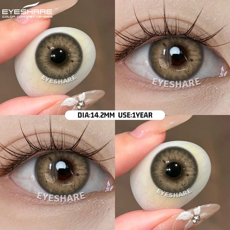 

EYESHARE 1 Pair (Grade 0.00~-10.00 ) OMG Brown Gray Natural Lenses Contact Lenses with Degree Diopter -6.00