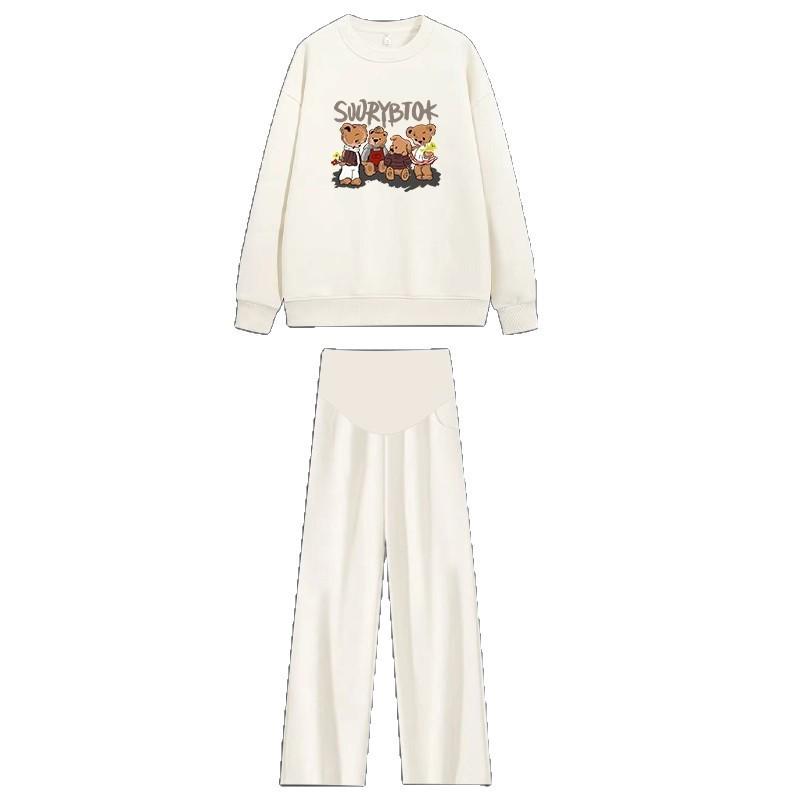 Maternity 2025 Spring/Autumn Outdoor Fashion Dark Grey Sweatshirt & Trousers Set