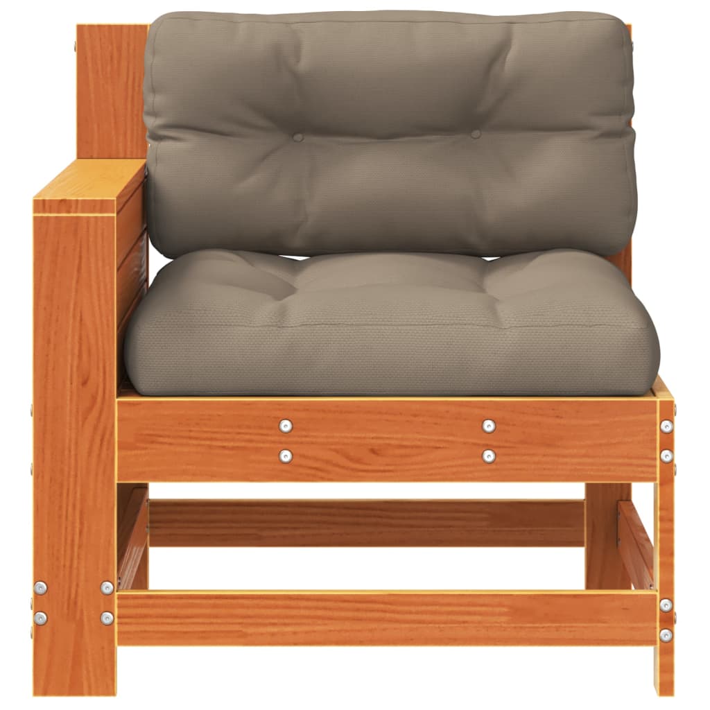 Garden Sofa with Armrests and Cushions Wax Brown Solid Pine Wood