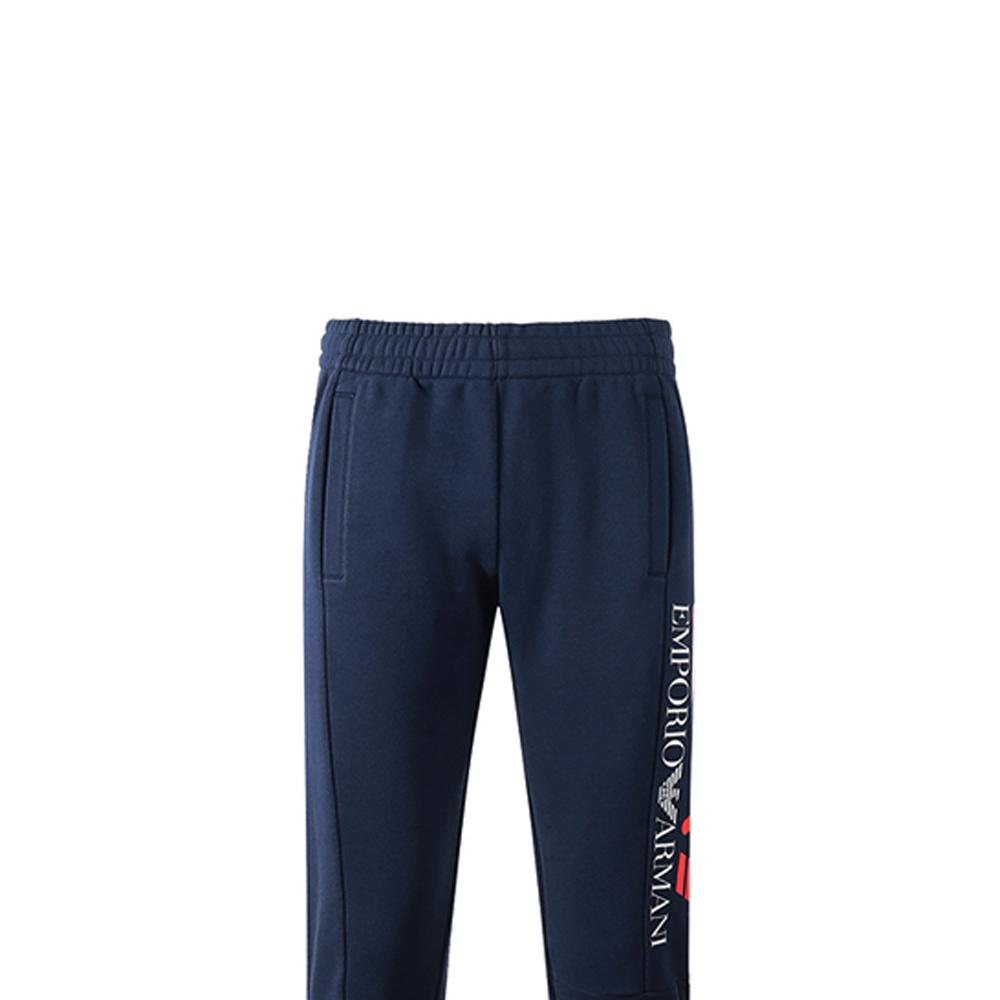 Emporio Armani EA7 SS23 Logo Print Drawstring Cuffed Knit Sports Pants Men Bottoms Navy-Blue 3RPP56-PJLSZ-1554